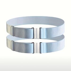 Silver/White Adjustable Garter Set